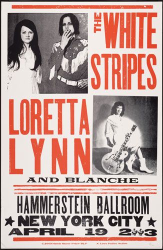 The White Stripes and Loretta Lynn - Hammerstein Ballroom gig poster Disco Rodeo, Hatch Show Print, Music Poster Art, Meg White, Vintage Concert Posters, Music Concert Posters, Loretta Lynn, Band Poster, Dream Concert