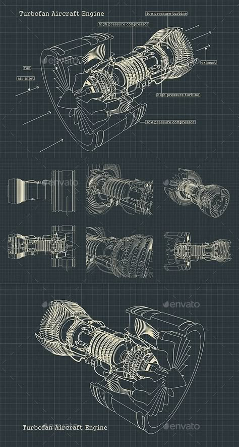 Turbofan Engine Blueprints Set #AD #Engine, #AD, #Turbofan, #Set, #Blueprints Aviation Engineering, Aviation Education, Turbofan Engine, Aerospace Design, Airplane Engine, Technology Illustration, Airplane Wallpaper, Mechanical Engineering Design, Blueprint Art