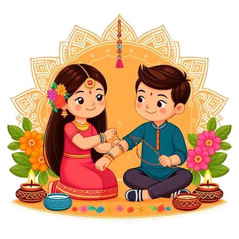 Brother Sister Rakhi Drawing, Poster On Raksha Bandhan, Drawing Raksha Bandhan, Brother Sister Illustration Art, Happy Rakshabandhan Drawing, Rakshabandhan Drawing For Kids, Happy Rakhi Wishes For Brother, Rakhi Bandhan Drawing, Raksha Bandhan Drawing For Kids