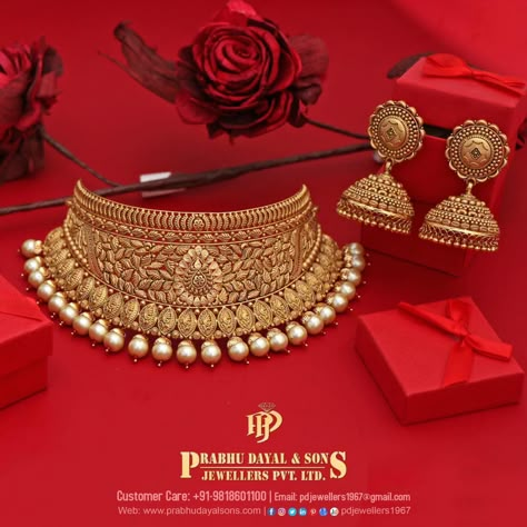 Royal Gold Necklace, Bridal Gold Choker Designs, Heavy Gold Sets Jewelry Indian Design, Chik Set Gold, Gold Necklace Set Bridal Indian, Gold Choker Necklace Indian Bridal, Choker Necklace Designs Gold Indian, Gold Set Designs, Gold Choker Necklace Indian