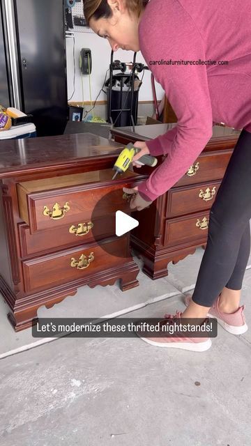 Repainting Nightstand Diy, Revamp Nightstand, Diy Old Nightstand Makeover, Night Stands Refurbished, Restored Night Stand, Repurposed Bedside Table, Refurbished Nightstand Ideas, Dresser Restoration Ideas, Nightstand Redo Before And After