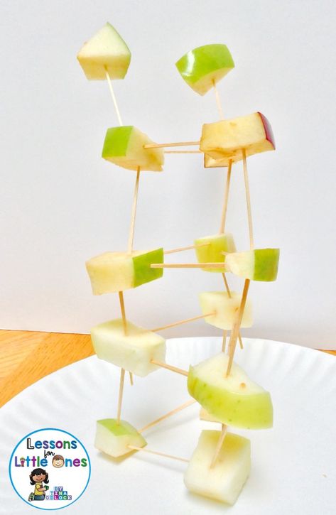 Apple Science Experiments & STEM Activities - Lessons for Little Ones by Tina O'Block Tower Stem Challenge, Apple Boats, Parts Of An Apple, Apple Science Experiments, Apple Science, O Block, Apple Lessons, Preschool Science Activities, Apple Unit