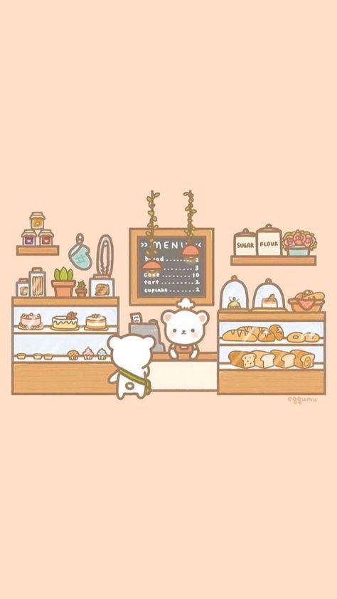 Kawaii Cafe Drawing, Iphone Wallpaper Korean, Kawaii Cafe, Cute Bakery, Minimalist Drawing, Kawaii Illustration, Cute Cafe, Shop Illustration, Cute Doodles Drawings