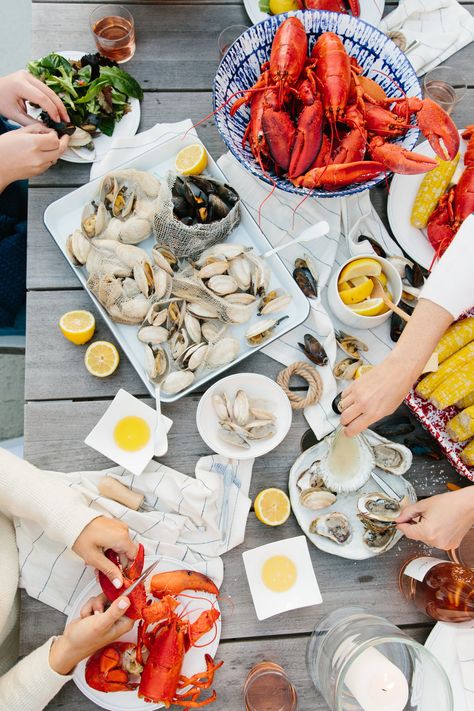 Laid Back, New England Summer Entertaining — Abby Capalbo Seafood Party, New England Prep, Lobster Boil, Nantucket Summer, Lobster Bake, Clam Bake, Seafood Boil, Summer Entertaining, The Ranch