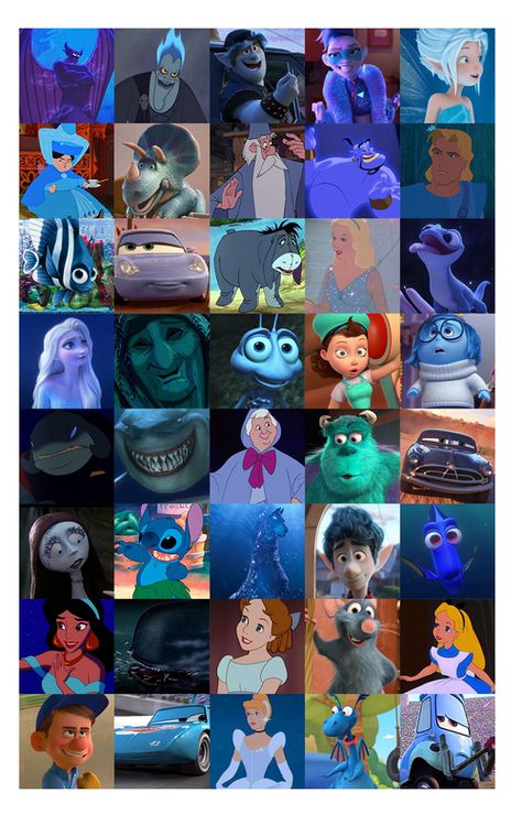 Blue Disney Characters, Blue Cartoon Character, Blue Characters, Hulk Character, Colored Characters, Animated Clipart, Circus Characters, Blue Costumes, Pixar Characters