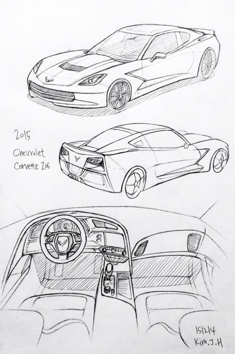 Cars Aesthetic Drawing, Corvette Drawing Easy, Corvette Drawing, Car Drawing Sketches, Car Drawing Pencil, Cars Drawing, Chevrolet Corvette Z06, Cool Car Drawings, Corvette Z06