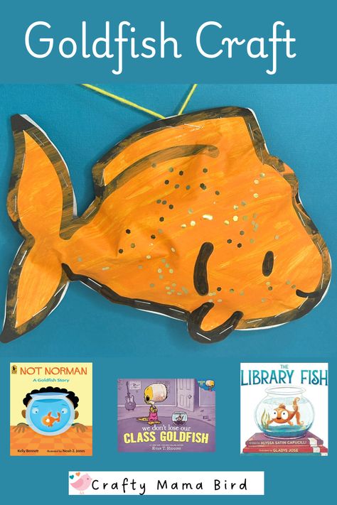 Easy and fun goldfish craft along with book suggestions. Gold Fish Craft Preschool, Goldfish Craft Preschool, Goldfish Craft, Goldfish Printable, Goldfish Activities, Goldfish Sorting Printable, Goldfish Math Preschool, Sensory Bag, Sensory Bags