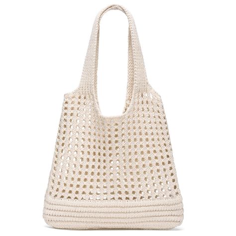 CATMICOO Crochet Tote Bag Aesthetic Mesh Beach Bags for Women Summer White Crochet Tote Bag, Beach Bag Crochet, Crochet Mesh Bag, White Knitted Beach Shoulder Bag, Cheap Knitted Beach Shoulder Bag, Beach Tote Bag, Cheap Cute Crochet Beach Bag, Beach Bag Aesthetic, Beige Knitted Beach Shoulder Bag