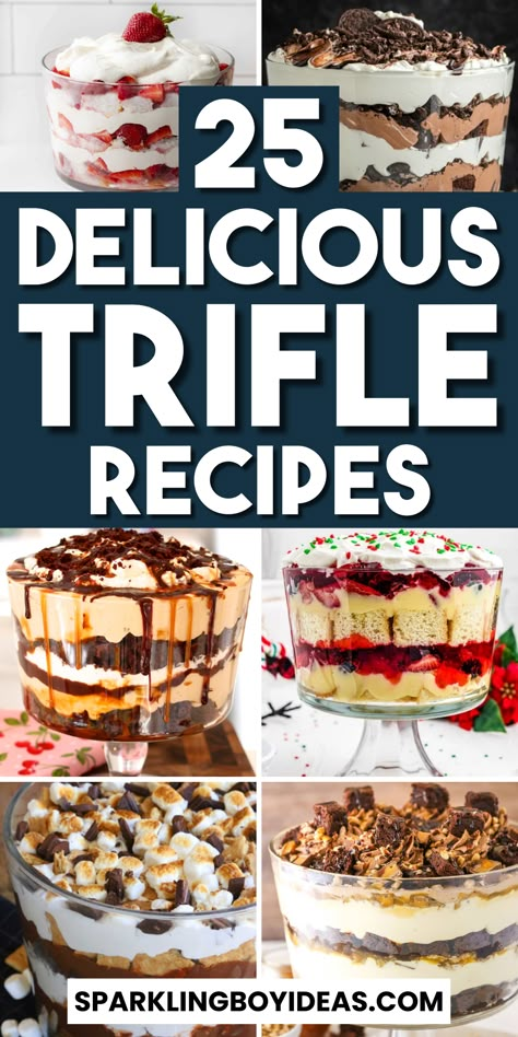 Delight in the holidays with our easy trifle recipes. These Christmas trifles are the perfect addition to your holiday desserts menu. Dive into the layers of indulgence with our Christmas desserts. Whether it's a berry trifle recipe or a chocolate trifle, we've got your Christmas treats covered. Create easy trifle desserts that will leave your guests craving more. Elevate your celebration with fruit trifles, a refreshing twist on a classic. Enjoy the season with our trifle desserts. How To Make Fruit Triffle, Chocolate Cake Trifle Recipes, Desert For Christmas Dinner, Best Chocolate Trifle Recipes, Chocolate Triffle Recipes, Trifold Desserts, Dessert For Family Gatherings, Dessert Trifles Easy, How To Make A Trifle Dessert