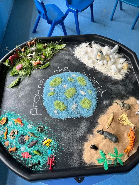 Ece Activities Art, Around The World Tuff Tray Ideas, Ece Room Ideas, All About Me Eyfs Babies, Early Years Activity Ideas, Activities For Early Childhood Education, Art Ideas Eyfs, Desert Tuff Tray, Early Years Creative Activities