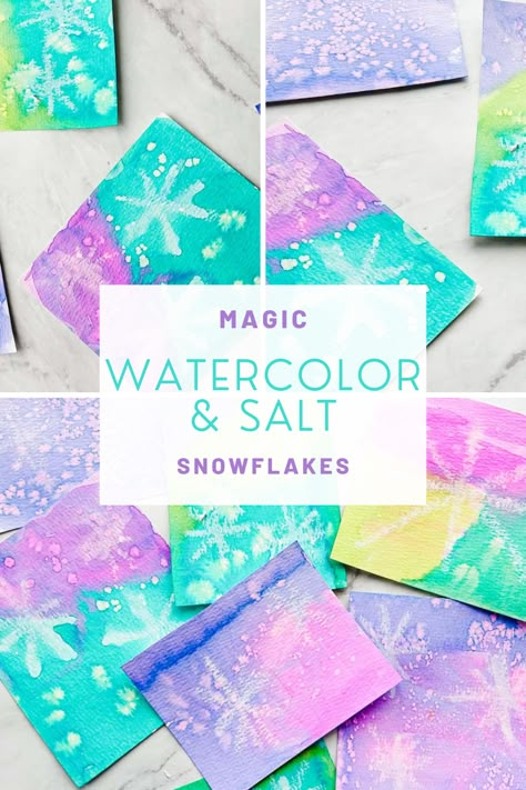 Add a touch of winter magic to your craft time with this easy salt and watercolor snowflake project! This is a perfect craft for kids of all ages and is a great way to bring a little winter indoors. Snowday Activities For Preschool, Easy Crafts For Groups, Winter Weather Preschool Crafts, Snow Day Activity For Kids, Easy Crafts For Babysitting, Snow Craft For Kindergarten, Snow Process Art Preschool, Snowflake Process Art Preschool, January Art Activities For Toddlers