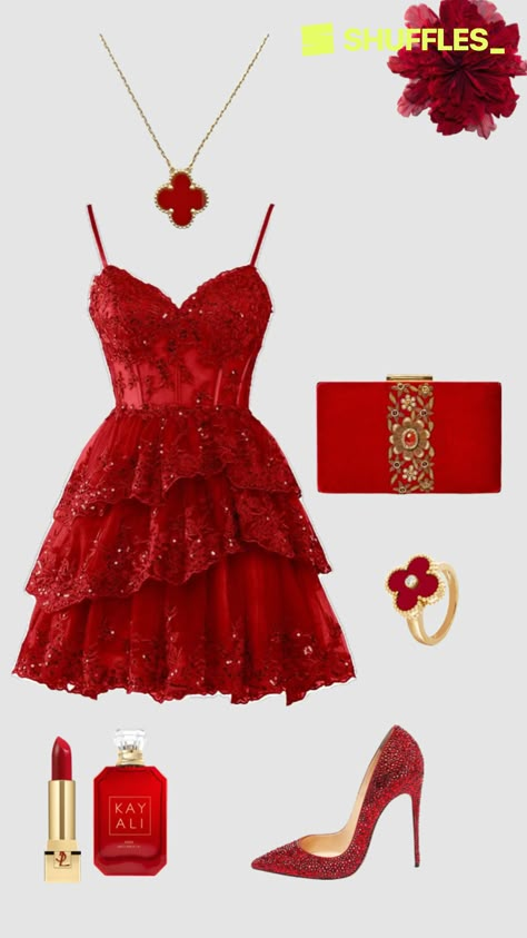 Red Aesthetic Party, Sequin Party Outfit, Graduation Banquet, Red Graduation Dress, Graduation Cocktail, Modest Girly Outfits, Red Party Dress, Award Show Dresses, Fancy Short Dresses