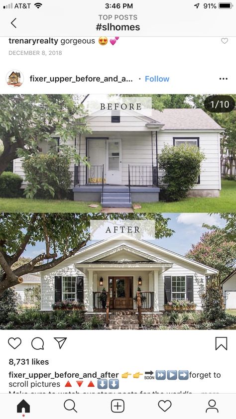 House Makeovers, Black Shutters, Home Exterior Makeover, Exterior Renovation, Casas Coloniales, Exterior Makeover, Shutters Exterior, Farmhouse Front, Casa Exterior