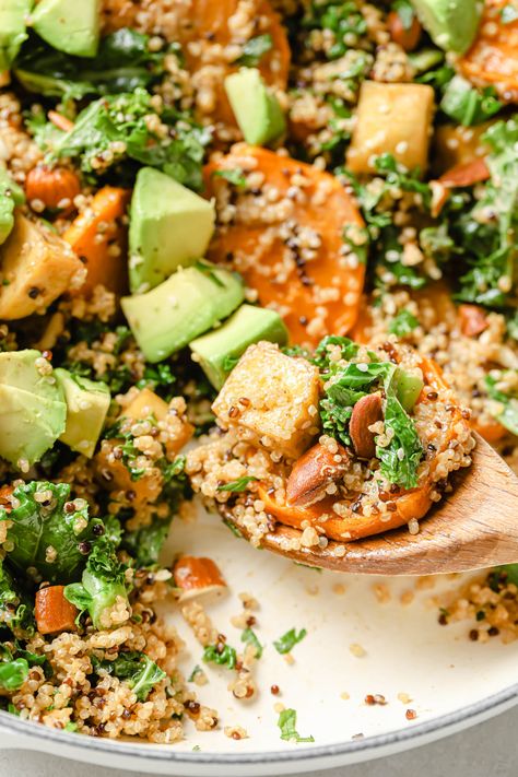 Quinoa And Tofu Recipes, Pumpkin Tofu, Almond Butter Dressing, Quinoa Tofu, Tofu Quinoa, Quinoa Wrap, Bliss Bowls, Butter Dressing, Soy Tofu