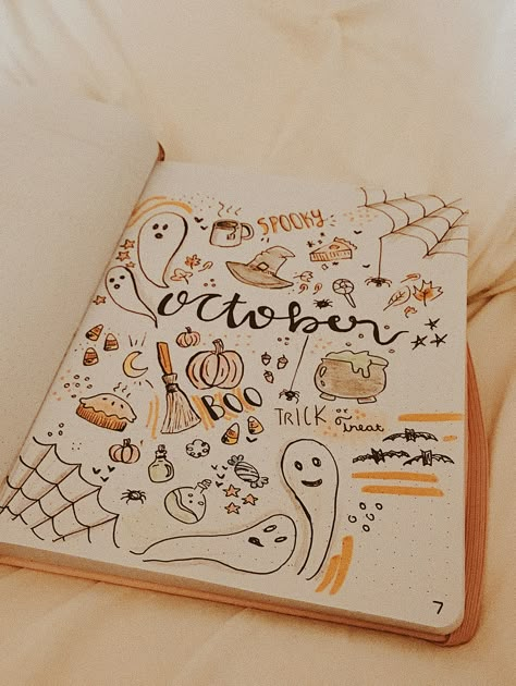 October Whiteboard Ideas, October Doodles, Bullet Journal Halloween, Spooky Doodles, Doodles Journal, Bullet Journal October, Whiteboard Ideas, Halloween Doodles, Bullet Journal Cover Ideas