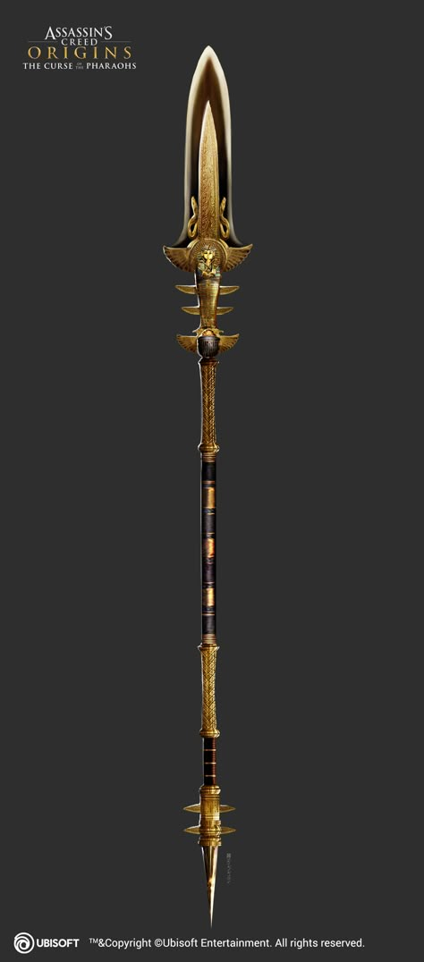 Spear Design, Assassin's Creed Origins, Assassins Creed Origins, 3d Cnc, Fantasy Props, Magic Items, Tutankhamun, Cool Swords, Dungeons And Dragons Homebrew