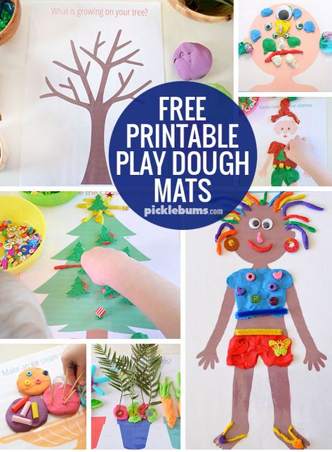 Nine sets of fabulous free printable play dough mats! That's more than 30 play dough mats exploring bugs, people, food, Easter, Christmas, pirates and more! Play Dough Mats, Dough Mats, Playdough Activities, Playdough Mats, Simple Crafts, Crafts Kids, Toddler Fun, Play Dough, Play Doh