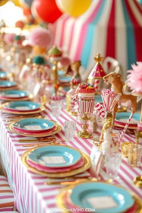 Carnival Theme Party For Kids, Three Ring Circus Birthday Party, Three Ring Circus Birthday, Carnival Birthday Party Decorations, Carnival Theme Party Ideas, 3rd Birthday Themes, Theme Drinks, Circus Theme Party Decorations, Carnival Themed Birthday Party