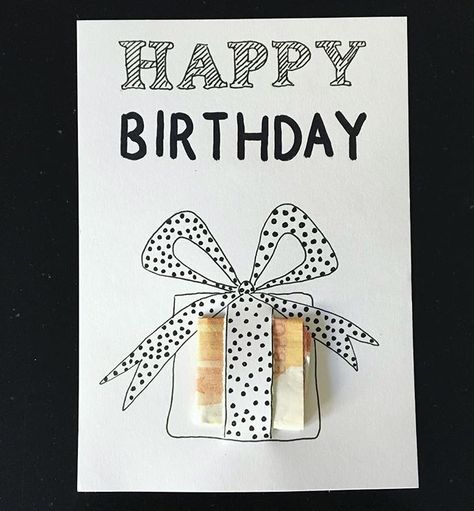 Happy Birthday Cards Handmade, Creative Money Gifts, Simple Birthday Cards, Gifts Wrapping Diy, Clever Gift, Hand Made Greeting Cards, Money Origami, Money Cards, Cadeau Diy