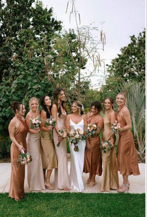 Cabo Wedding Show Me Your Mumu Shannon Baja Luna Bliss Events Two Tone Bridesmaid Dresses, Shades Of Neutral Bridesmaid Dresses, Mushroom Bridesmaid Dresses, Brass Bridesmaid Dresses, Best Bridesmaid Dresses Color, Wedding Idea Colors, Mocha Bridesmaids Dresses Color Schemes, Neutral Tone Bridesmaid Dresses, Earthy Tone Bridesmaid Dresses