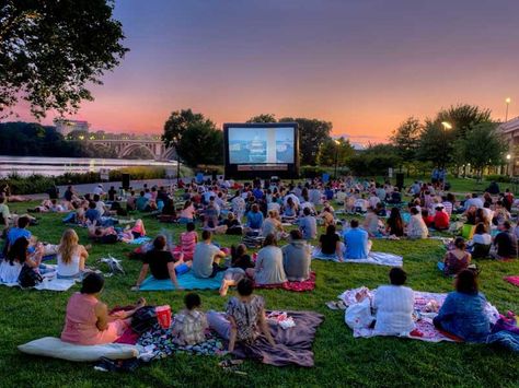 Georgetown Sunset Cinema - Summer Outdoor Movie Series in Washington, DC Doors Movie, Movie In The Park, Outdoor Movies, Movies Under The Stars, Outdoor Cinema, Backyard Movie, Summer Movie, Outdoor Theater, Dc Metro