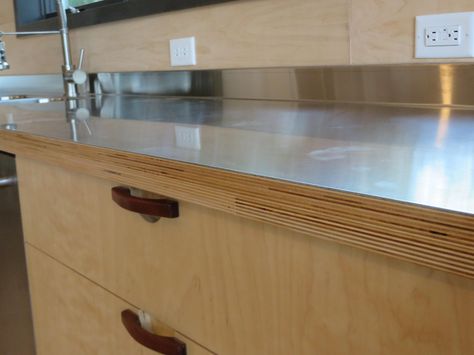 Cover Laminate Countertops, Timber Laminate Kitchen, Commercial Laminate Cabinets, Plywood Worktop, Stainless Steel Worktop, Plywood And Stainless Steel Kitchen, Forged Steel Laminate Countertop, Laminated Plywood Kitchen, Ply Furniture