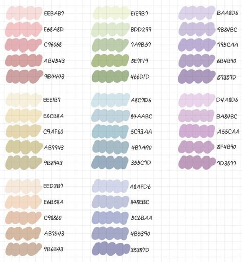 Pastel Color Goodnote, Goodnotes Palette Pastel, Colour Codes Goodnotes, Pastel Colors Goodnotes, Pastel Aesthetic Colour Palette, Notability Hex Codes, Discord Color Codes Pastel, Color Combos Hex Codes, Discord Hex Color Codes