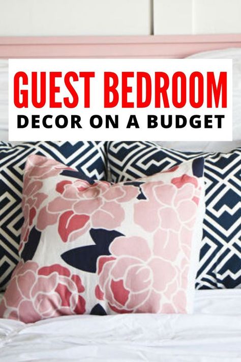 Is it time to decorate your guest bedroom? Add some simple wall design, some color pillows and accents and create this cozy guest room that is chic yet modern. #guesbedroom #diy #homedecor Cozy Guest Rooms, Bedroom Decor On A Budget, Diy Projects For Men, Tufted Headboards, Basket Makeover, Budget Bedroom, Pallet House, Guest Bedroom Decor, Rustic Bedding