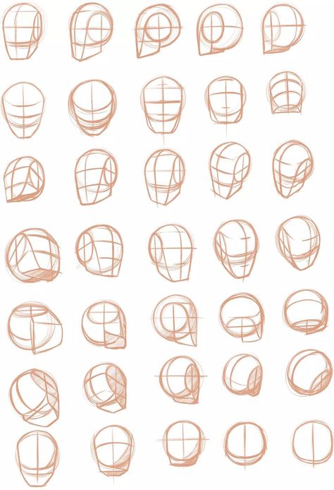 Face Angles Drawing Tutorials, Draw Heads Angles, Human Face Tutorial Drawing, Simple Head Drawing Reference, Head Sides Drawing, Anatomy Reference Head Sketch, Drawing Heads From Different Angles, How To Draw Head In Different Angles, How To Design A Character Illustration