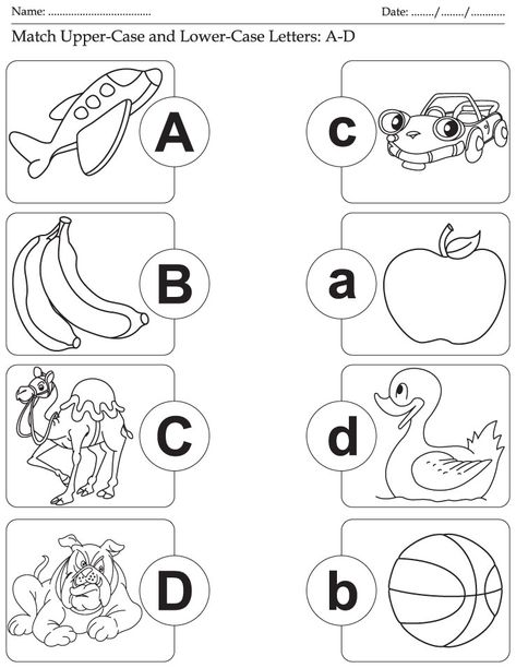 Match Upper-Case and Lower-Case Letters: A-D | Download Free Match Upper-Case and Lower-Case Letters: A-D for kids | Best Coloring Pages Abcd Worksheet For Kids, Abcd Worksheet, Letter Matching Worksheet, Thai Alphabet, Preschool Phonics, Letter Worksheets For Preschool, Small Alphabets, Kindergarten Reading Worksheets, Kindergarten Worksheets Free Printables