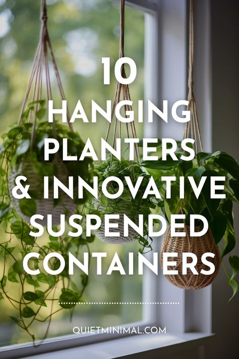 Discover beautiful and functional hanging planter ideas to maximize space and bring new life into your home! This article features 10 styles like boho macramé, modern geometric concrete, upcycled kitchenware gardens, and self-watering glass terrariums with care tips. #hangingplanters #macrameplant hangers #concreteplanters #kitchenwareplanters #bohohomedecor #urbanjungle #plantdecoration #indoorgardens Upcycled Hanging Planter, Upcycle Hanging Planter, Hanging Window Plants Indoor, Hanging Plants Near Window, Hanging Plants Window Curtain Rods, Hallway Hanging Plants, Diy Indoor Plant Hanger, Hanging Plant Wall Decor, Hang Plants From Curtain Rod