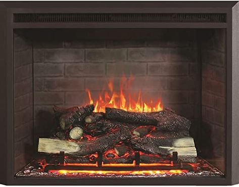 Amazon.com: RICHFLAME Gavin Electric Fireplace Insert with Log Speaker, Designed for Stud, Wood Burning Opening, Cabinet & Wood Mantel, Remote Control, 750/1500W, Black, 30 Inches Wide, 23 Inches High: Home & Kitchen Best Electric Fireplace, Recessed Electric Fireplace, Direct Vent Gas Fireplace, Wood Mantel, Log Home Interiors, Log Home Plans, Brick Interior, Fireplace Logs, Log Home Decorating