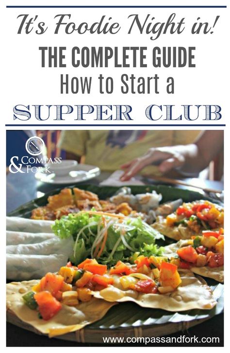 Food Club Ideas, How To Start A Dinner Club, Saturday Night At The Lakeside Supper Club, How To Host Cooking Classes, How To Start A Supper Club, Supper Club Invitation, Cooking Club Ideas, Dinner Club Ideas, Supper Club Theme Ideas