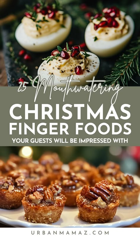 Looking for mouthwatering Christmas finger foods your guests will be impressed with? Check out this list of 25 Christmas finger food ideas to try this year. Fun Appetizers For Christmas Party, Festive Finger Foods, Christmas Potluck Finger Foods, Xmas Starters Ideas, Christmas Eve Food Ideas Entertaining, Christmas Dinner Finger Foods, Christmas Eating Ideas, Easy Appetizers For A Party Christmas, Hearty Christmas Appetizers