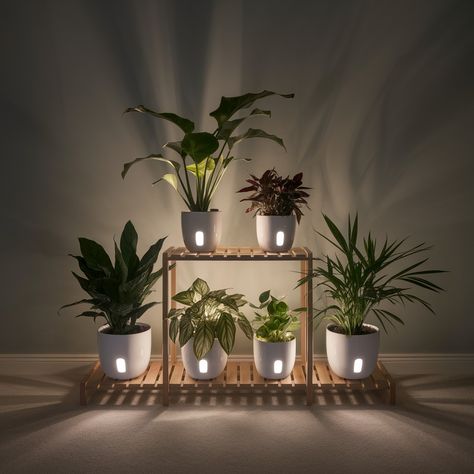 Lighting up the room with smart plants 🌿💡 Wall Mounted Plants, Mounted Plants, Plant Herbs, Plant Light, Accent Light, Light Ideas, Plant Lighting, Planting Herbs, Uv Light