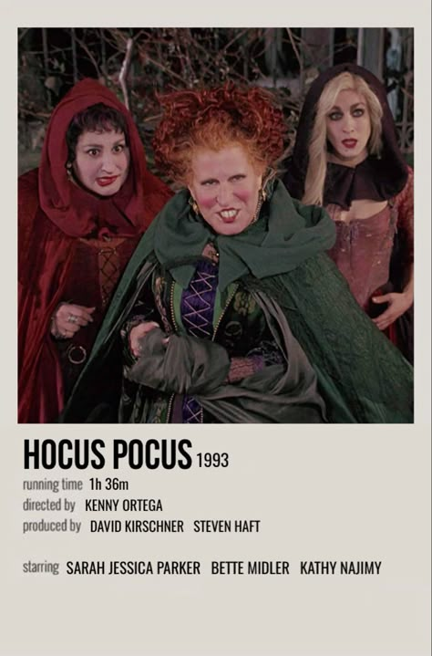 Autumn Movies, Halloween Movie Poster, The Fall Movie, Fall Movies, Polaroid Movie Poster, Hocus Pocus 1993, Kathy Najimy, Hocus Pocus Movie, Kenny Ortega