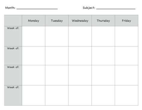 Monthly Lesson Plan Template                                                                                                                                                                                 More Free Printable Lesson Plan Template, Monthly Lesson Plan Template, Monthly Lesson Plan, Preschool Templates, Plan Book Template, Blank Lesson Plan Template, Preschool Lesson Plan Template, Weekly Lesson Plan Template, Lesson Plan Format