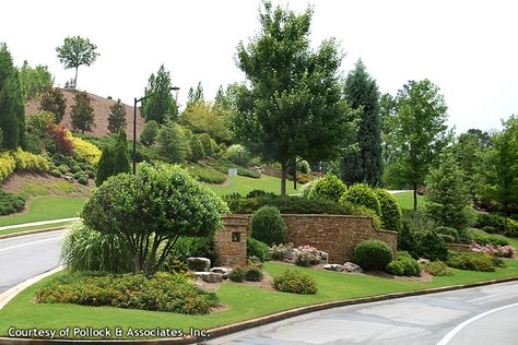 Commercial Landscape Portfolio | Green Acres Landscaping, Inc. Commercial Landscaping Ideas Office Buildings, Neighborhood Entrance Landscaping, Landscape Entryway, Downtown Landscape, Neighborhood Entrance, Landscaping Entrance, Subdivision Entrance, Entryway Landscaping, Corner Landscaping