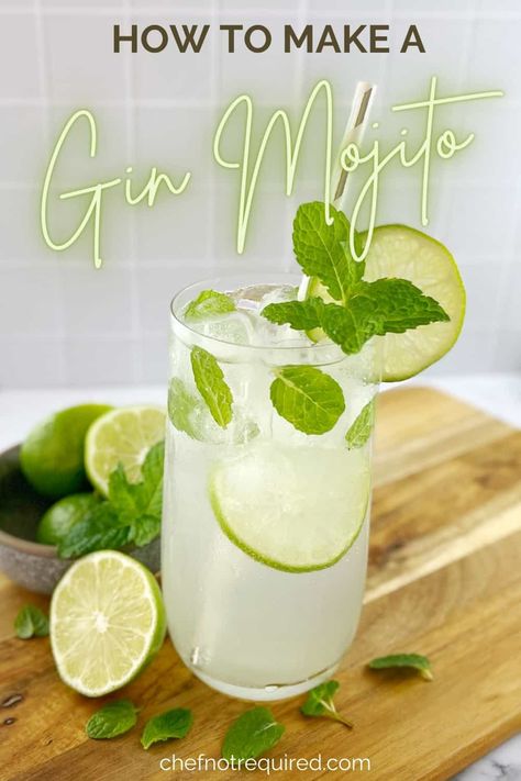 My gin mojito recipe is super easy, no need for extra equipment or making a simple syrup either. Gin mojito cocktails are crisp and refreshing, and my video will show you how to make this zesty lime cocktail with fresh mint at home! Gin Mojito Recipe, Traditional Mojito Recipe, Gin Mojito, Mojito Recipe Classic, How To Make Gin, Mint Cocktails, Citrus Cocktails, Summer Drinks Alcohol, Gin Recipes