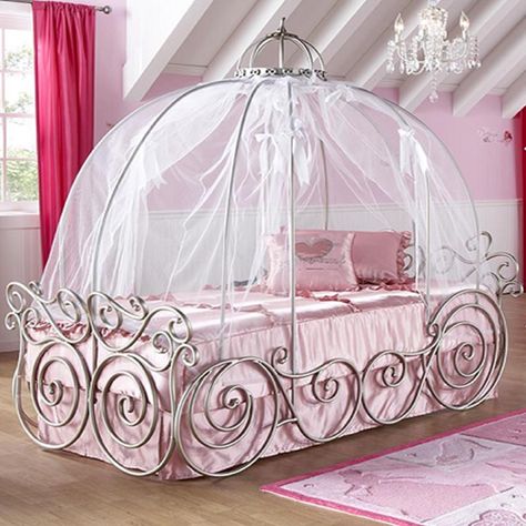 amazing design of the princess canopy bed with white silk curtain with regard to princess canopy bed Princess Canopy Bed for Your Daughters’ Room Disney Princess Carriage Bed, Canopy Bedroom Design, Cinderella Carriage Bed, Princess Bed Frame, Cinderella Bed, Princess Bedroom Set, Princess Carriage Bed, Cinderella Bedroom, Disney Princess Carriage