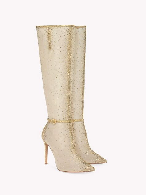 Boots for Women RANIA BOOT | Gianvito Rossi Nude High Heels Boots, Designer Thigh High Boots, Gianvito Rossi Boots, Shoe Ideas For Women, Cute Shoes Women, Cream Boots, Gold Boots, Shoes Heels Classy, Shoe Ideas