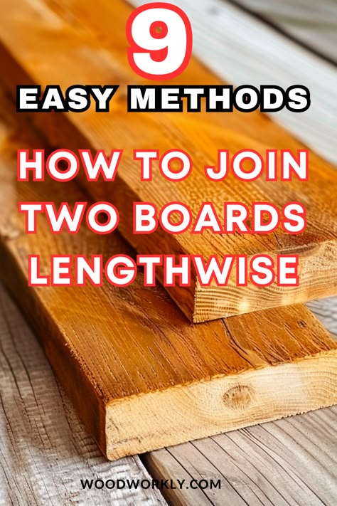 Master the art of joining two boards lengthwise with precision and strength. Discover various techniques like biscuit joinery, doweling, and more to achieve perfect alignment and stability in your projects. Click for a step-by-step guide! #WoodJoinery #DIYWoodworking #FurnitureMaking #CarpentryTips #HomeProjects Woodworking Techniques Tutorials How To Make, Diy Woodworking Projects, Wood Working Ideas, Woodworking Joints, Wood Joints, Wood Working Projects, Carpentry Diy, Free Woodworking Plans, Wood Working Gifts