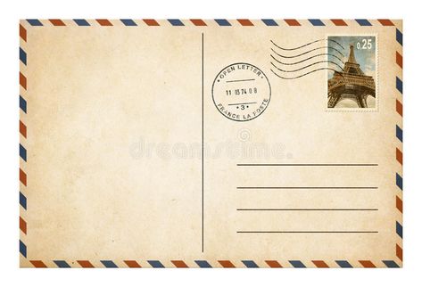 Vintage Postcards Printable, Postcard Template Free, Airmail Envelopes, Mail Art Envelopes, طابع بريدي, Postal Vintage, Postcard Stamps, Old Letters, Vintage Stationery