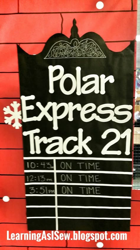 Polar Express Decor - Train Schedule ticket booth Polar Express Ticket Booth Door, Polar Express Ticket Booth Diy, Polar Express Ticket Booth, Polar Express Office Decorations, Polar Express Printable, Polar Express Door Decorations, Polar Express Door, Polar Express Decorations, Polar Express Night