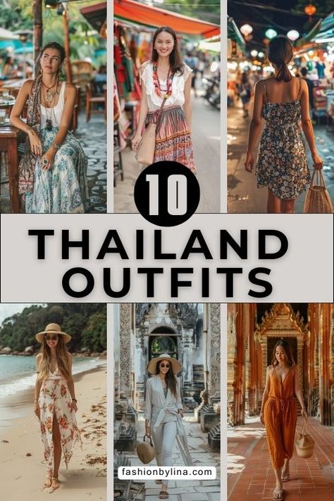 10 Outfits You Can Wear In Thailand (Inspiration)! – fashionbylina.com Thailand Holiday Outfits, Thailand Beach Outfit, Bali Outfit Ideas Women, Thailand Outfit Ideas, Thailand Travel Clothes, Bangkok Outfit, Summer Goth Outfits, Singapore Outfit, Asia Travel Outfit