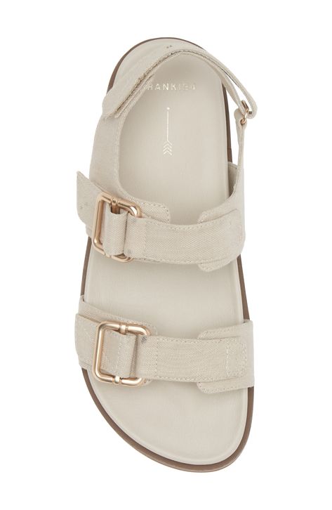 Designed by a podiatrist, this soft leather sandal features three adjustable straps and three layers of cushioning for comfort and support under each step. 1 1/4" heel; 1" platform (size 8.5) Adjustable slingback strap with hook-and-loop closure Cushioned footbed Leather upper and lining/synthetic sole Imported Comfort Sandals Women, Sleepers Footwear For Women, Must Have Shoes For Women, Strap Sandals Outfit, Chanel Luggage, Comfy Wardrobe, Soft Leather Sandals, Pretty Sandals, Comfy Sandals