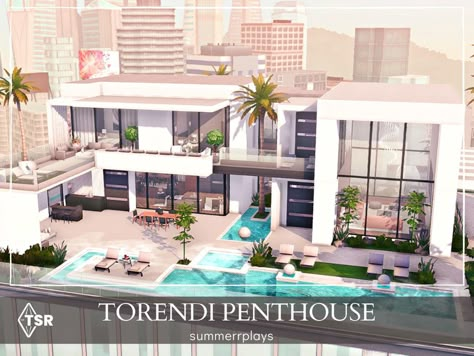 Sims Penthouse Ideas, Sims 4 Modern Mansion Luxury, Sims 4 Penthouse Layout, Sims 4 San Myshuno Penthouse, Sims 4 Penthouse No Cc, Penthouse Apartment Sims 4, Sims 4 Luxury Apartment Cc, The Sims 4 Case, Sims4 Penthouse