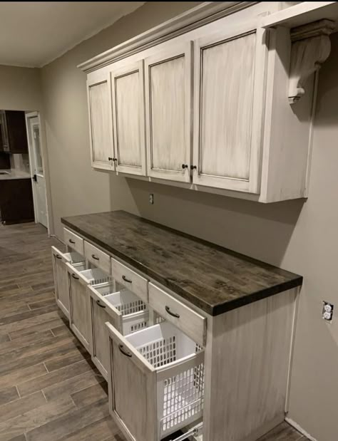 Wood Wall In Laundry Room, Built In Cabinet Laundry Room, Laundry Room Ideas Hamper, Small Laundry Room Floor Ideas, Laundry Room With Island Layout, Basement Laundry Room Renovation, Laundry Room Storage Closet Ideas, Gally Laundry Room Design, Laundry Room Cupboard Ideas