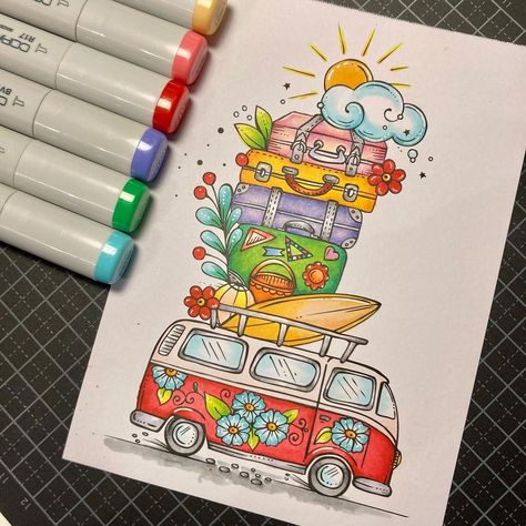 Doodle Ideas Colorful, How To Draw Drawing, Colored Marker Art, Aesthetic Drawing With Color, Graphic Marker Drawing, Sketch Ideas Markers, Fun Drawings Ideas, Sketches With Alcohol Markers, Drawings With Copic Markers