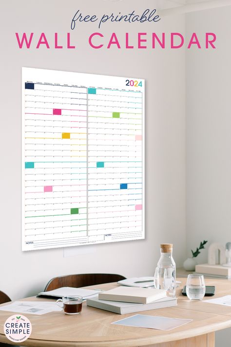 It's easy to see your year-long overview of all of your family and work events--download this free printable large wall calendar and hang! Family Calendars For Wall, 2024 Year At A Glance Printable Free, Diy Wall Calendar, Diy Calendar Wall, Yearly Wall Calendar, Special Education Organization, Big Calendar, Year At A Glance Calendar, Dollar Diy